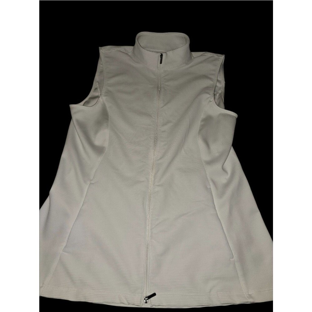 Greg Norman Women's Full Zip Ribbed Vest Shark Apparel Golf White Size M. BP